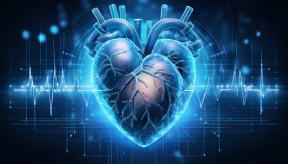 abstract science medical banner of heart pulsating, science medical concept