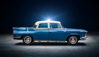 vintage car on black background