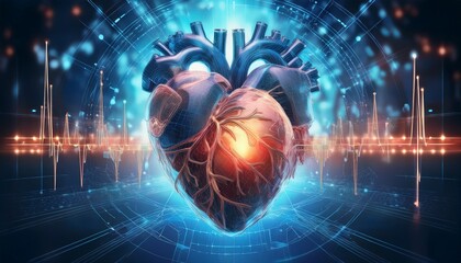 abstract science medical banner of heart pulsating, science medical concept