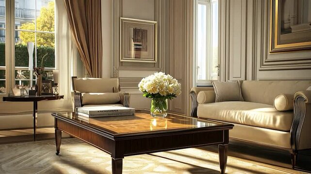 Luxurious Parisian living room interior design