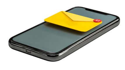 Notification alert on smartphone with envelope icon displayed