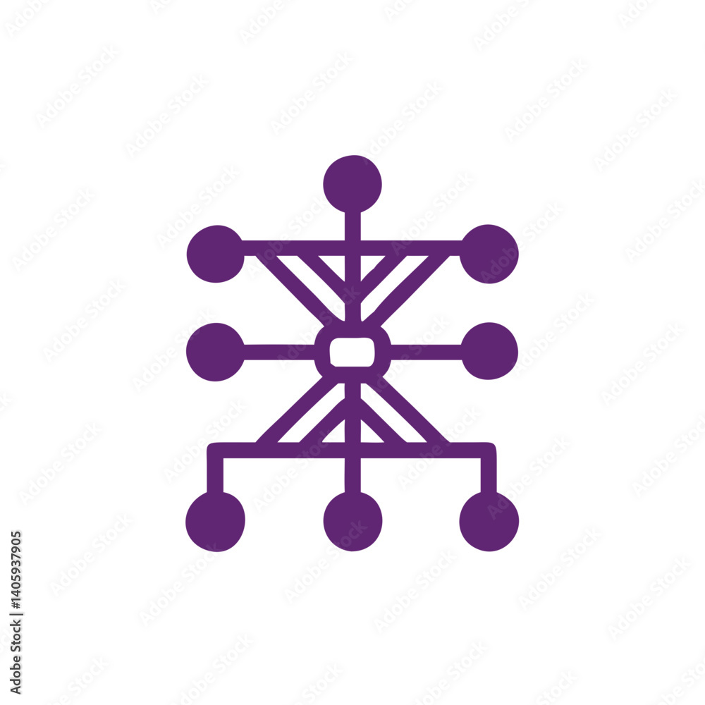 Poster abstract digital network: illustrating a digital network with a central node, connected lines, and i