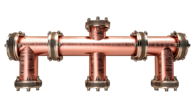 Copper pipe fitting for plumbing with multiple connections