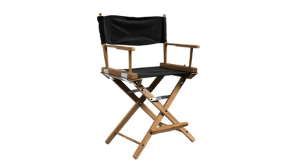 Comfortable director chair with wooden frame and black fabric seat