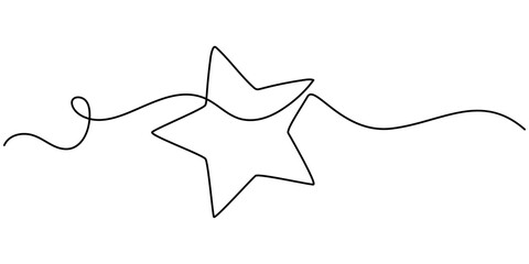Line star one continuous line drawing design vector, hand draw doodle stars illustration in continuous line arts style vector, Star continuous one line drawing vector illustration, Premium vector.