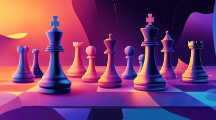Chess board game concept of business ideas and competition and strategy ideas illustration