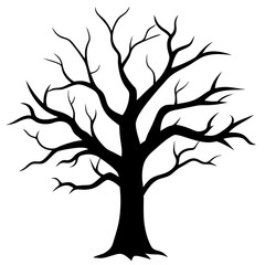 Halloween dead tree silhouette vector isolated on white