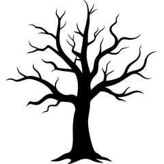 Halloween dead tree silhouette vector isolated on white