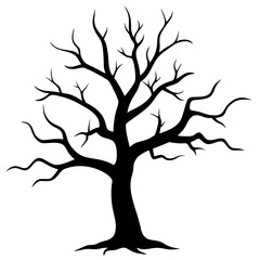 Halloween dead tree silhouette vector isolated on white