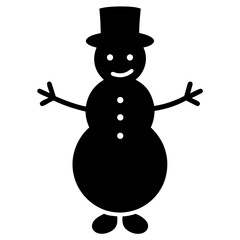Snowman silhouette vector isolated on white background