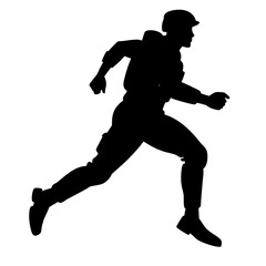 soldier running silhouette vector isolated on white background