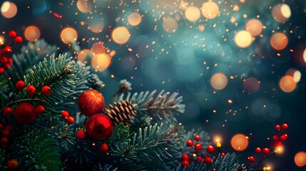 Merry Christmas and happy New Year background. Christmas candle on rustic wooden boards - Decoration with natural elements, twigs, pine cones and cookies