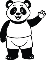 Cute Cartoon Panda Character Waving – Friendly Animal Mascot Vector