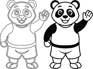 Cute Cartoon Panda Character Waving – Friendly Animal Mascot Vector