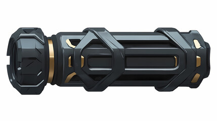Muzzle brake compensator. device for compensating for barrel toss. isolate on a white back. Wraithbound Armor. Illustration