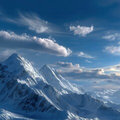 Obraz premium Snowcapped mountains under a clear blue sky