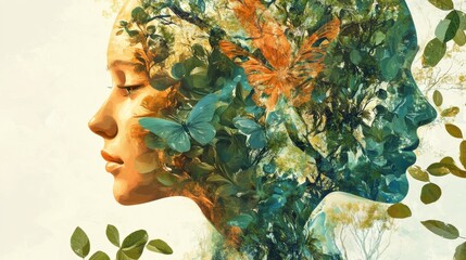 The healing power of nature, people and nature merge - Generative AI illustration