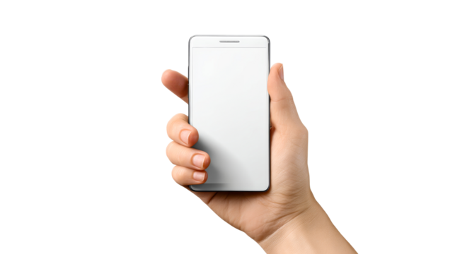 Hand with smartphone on a transparent background