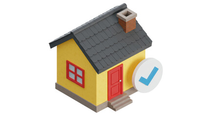 Isolated House with Check Mark