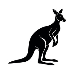 Kangaroo Silhouette Vector – Australian Wildlife Animal Illustration Isolated on White Background