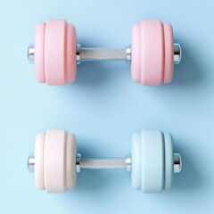 Obraz premium Stylish Dumbbells with Matte Finish in Soft Pastel Tones – High-Quality Minimalist Photography