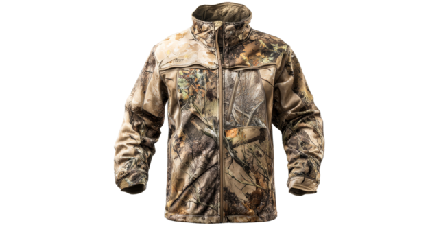 Stylish camouflage jacket for outdoor adventures in nature
