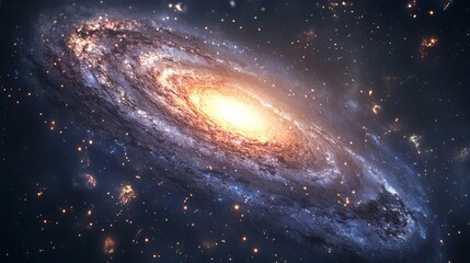 Fototapeta premium A stunning spiral galaxy with a bright center and swirling arms against a dark space background