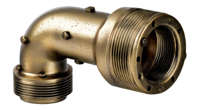 Bronze elbow pipe fitting with threaded ends for plumbing systems - Powered by Adobe