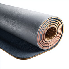 Pristine yoga mat displayed from top view, isolated on white background, inspiring balance and wellness.