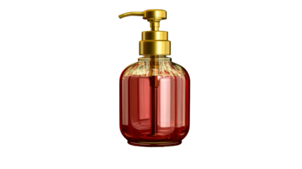 Elegant glass soap dispenser with golden pump design for home