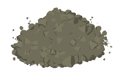 Grady cement powder vector illustration isolated on white background. Sand, gravel and cement piles. Heaps of building materials vector icons. Construction and building.