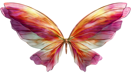 Colorful butterfly with transparent wings and delicate patterns