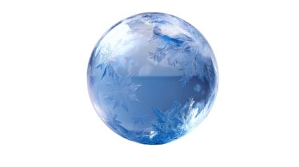 Frosted glass sphere with intricate icy patterns