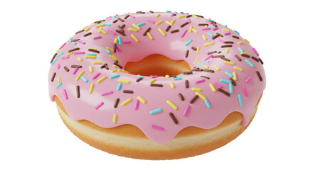 Isolated Pink Donut with Sprinkles