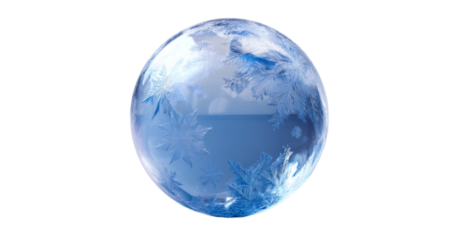 Frosted glass sphere with intricate icy patterns