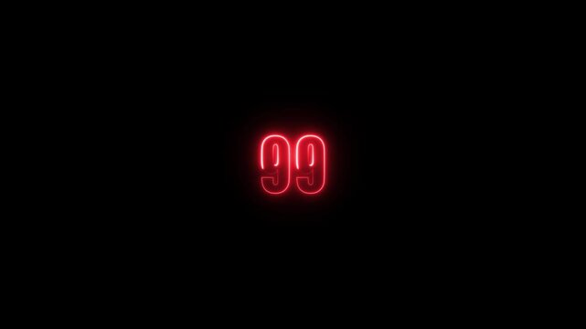 Abstract neon countdown 99 number text background , Abstract sports Light out technology and with number . Serial number, price, place and the best digital symbol