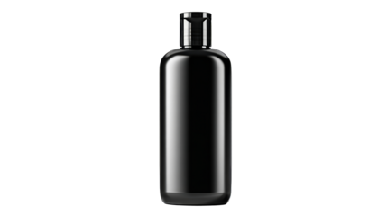 Sleek black bottle ready for personal care product or cosmetic use