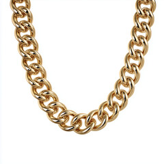 Obraz premium Elegant gold-plated chain showcased in top view on clean white background radiates appeal and luxury