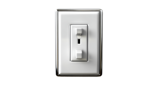 Light switch with a sleek design and transparent background