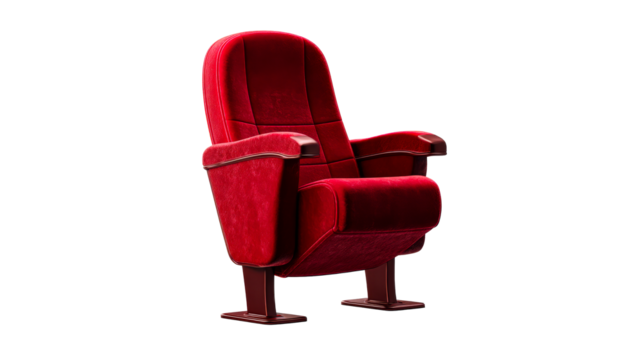 Classic red cinema chair with elegant design and plush upholstery - Powered by Adobe