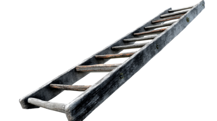 Wooden ladder on transparent background for design use