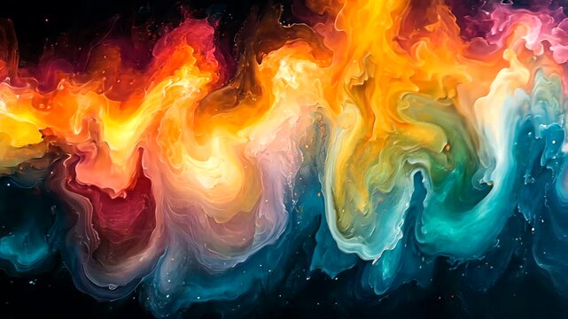 Abstract vibrant paint swirls, cosmic background, art design, website header