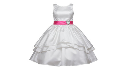 Isolated White Dress with Pink Ribbon