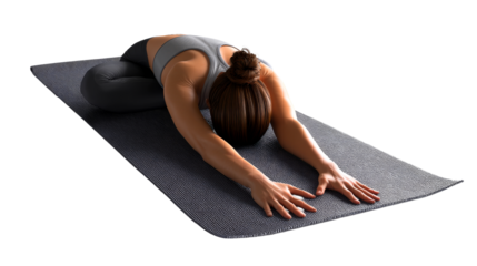 Person practicing yoga pose on a exercise mat at home