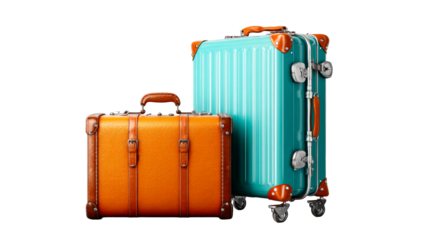 Colorful luggage set ready for travel and adventure