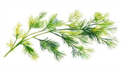Fototapeta premium Delicate Dill Sprig Watercolor Painting Style Isolated Artwork