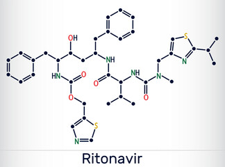 Ritonavir molecule. An antiretroviral drug used to treat HIV infection and AIDS