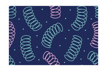 Fun Retro Style Spring Pattern With Pastel Colors On Navy Background For Textiles And Digital Design Projects