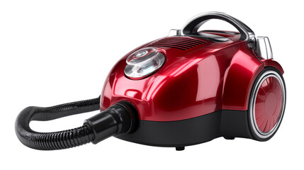 Compact red vacuum cleaner suitable for home use