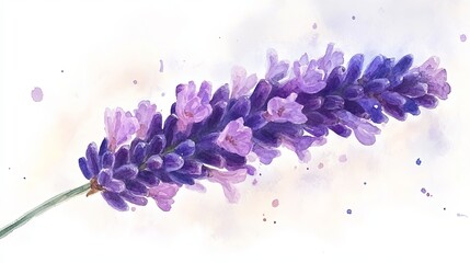 Fototapeta premium Beautiful Watercolor Painting of Lavender Flowers in Isolation